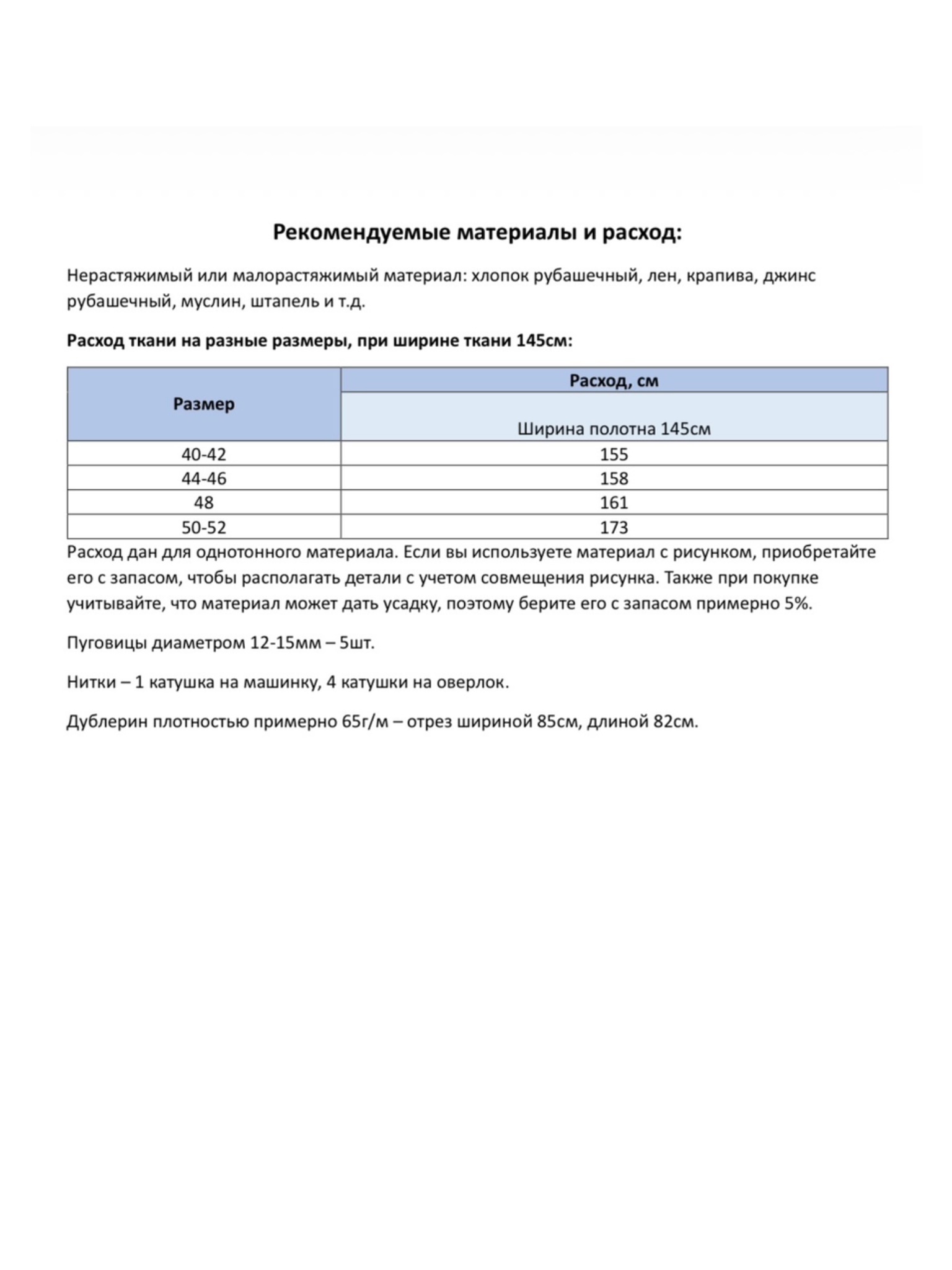 Материалы и расход